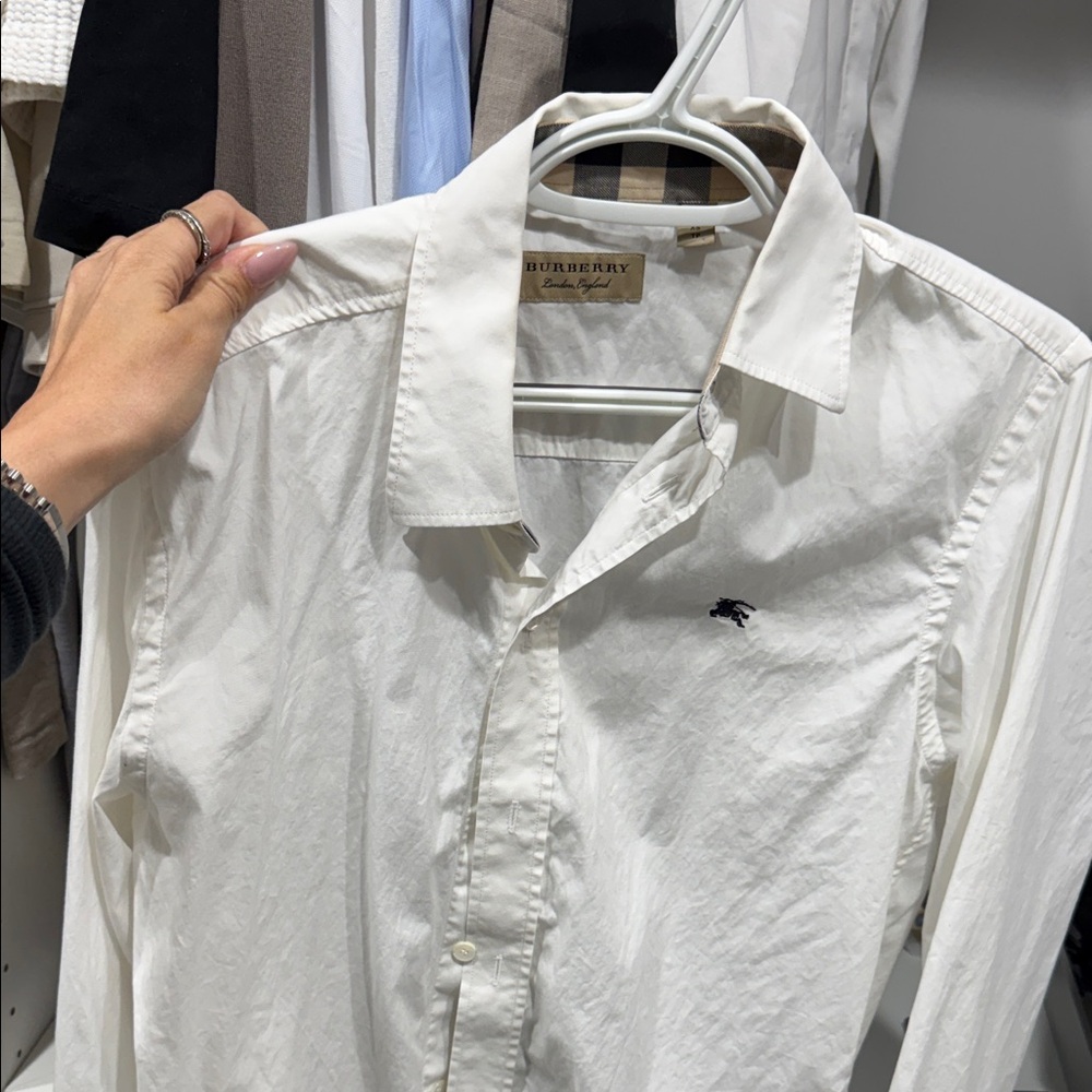 Burberry Men's Cream Button Down Shirt
